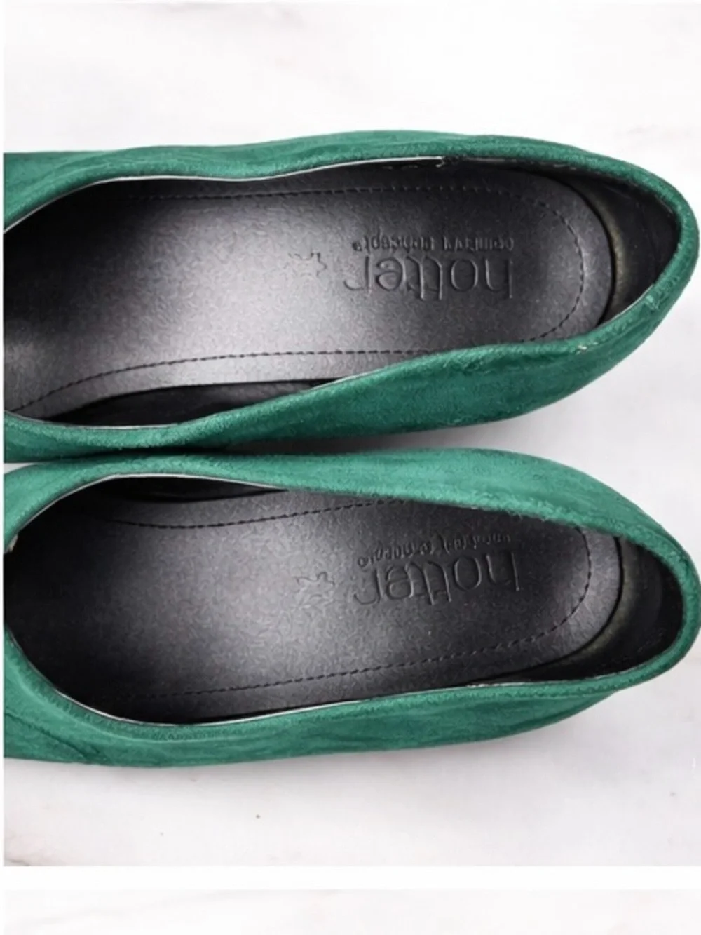 Hotter Donna Green‎ Suede Comfort Heels Low Block Heel Bow Size 6.5